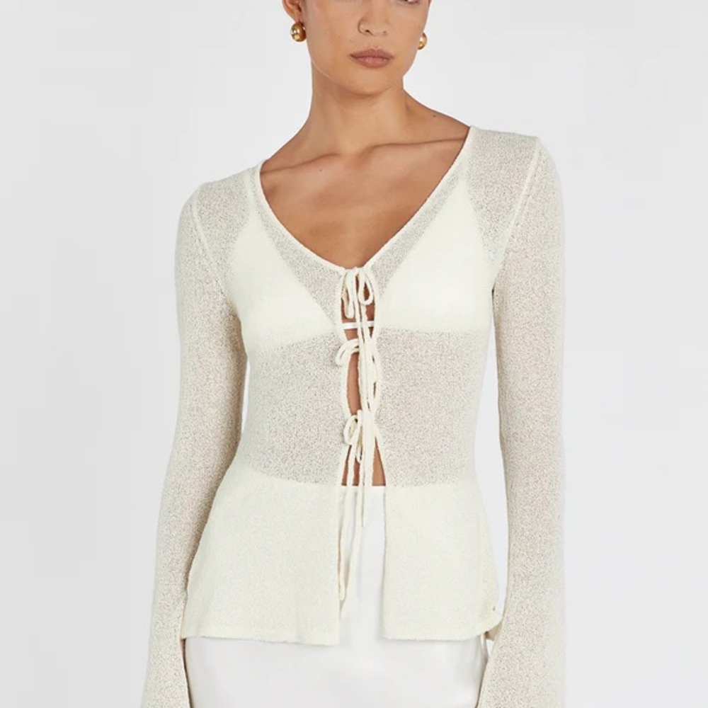 DISSH Cream Tie-Front Knit Top